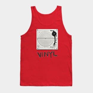 Vinyl Vibes: Turntable - Black & White VINYL Tank Top